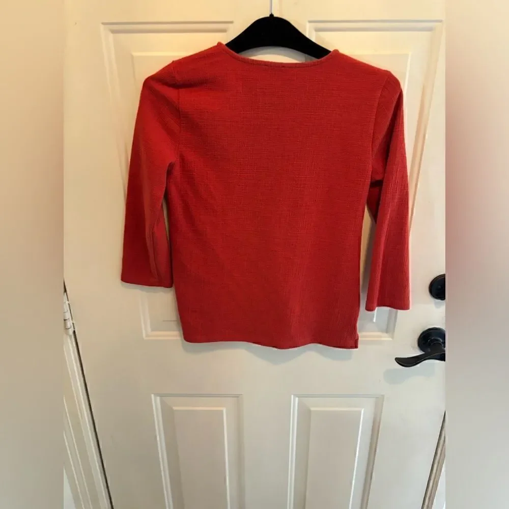 J Crew Rust Colored 3/4 Sleeve Top size XS